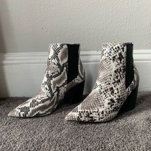 Lulus B&W Snakeskin Booties